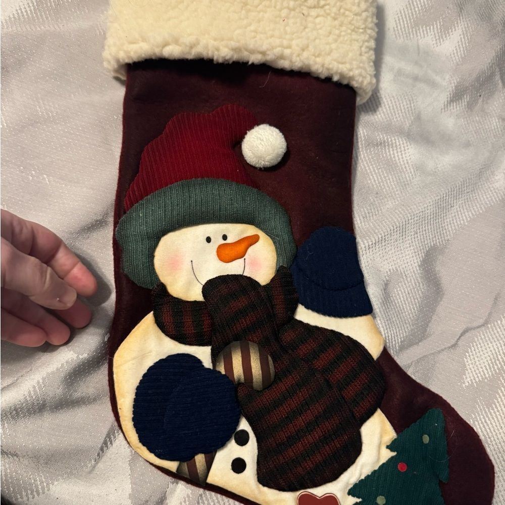 NEW Set of TWO Cute Snowman Christmas Stocking!Plus a mini Red Sticking Bag. NEW - Picture 6 of 16